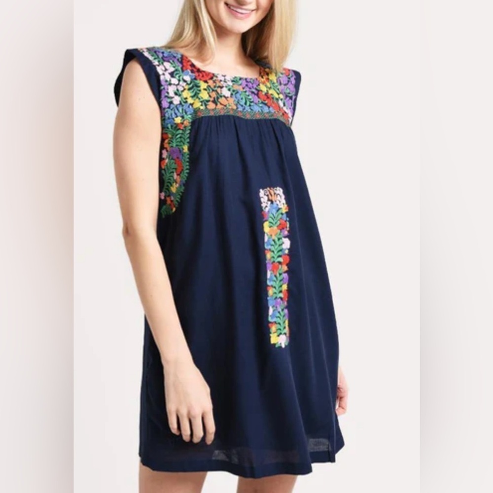 J.Marie Sarah Dress Embroidered Blue